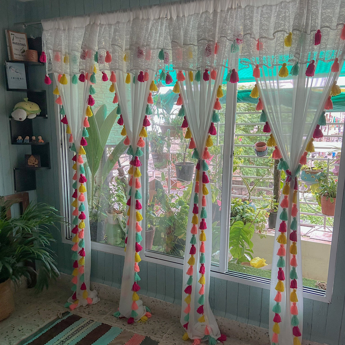 Tassel Curtain with Net Ruffles