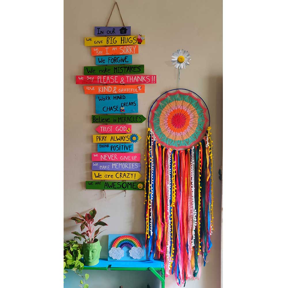 Set Of Handpainted Signboard and Dreamcatcher - Big