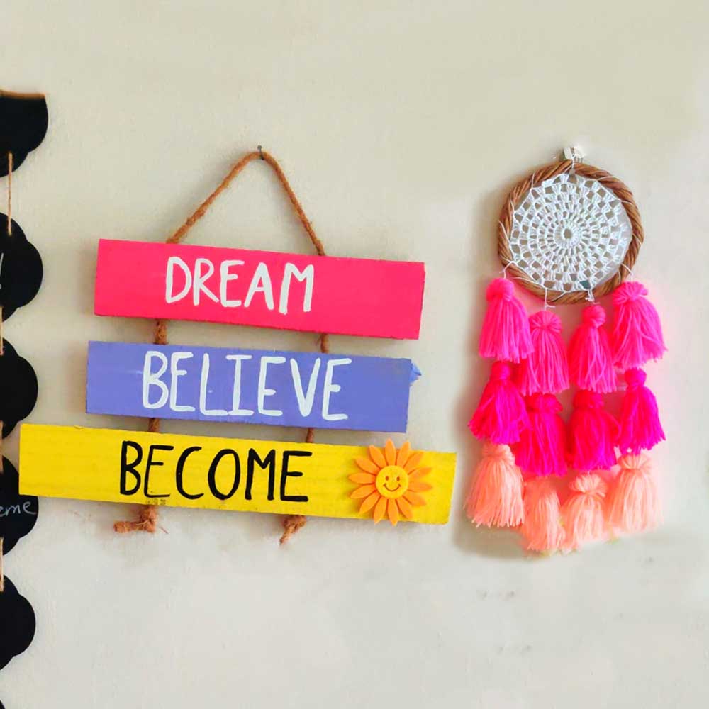 Set Of Handpainted Signboard and Dreamcatcher - Small