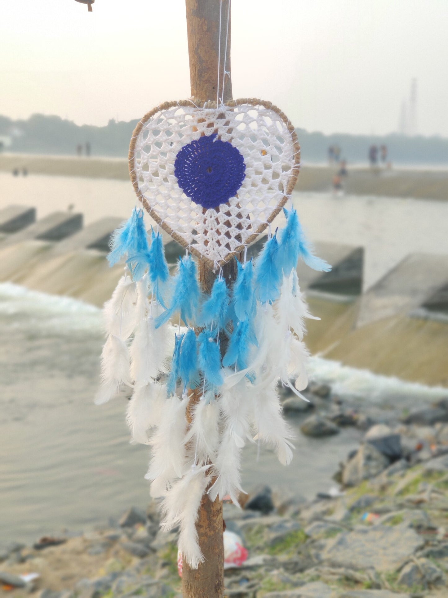 Heart Crochet Wall Hanging Dreamcatcher - Feathers