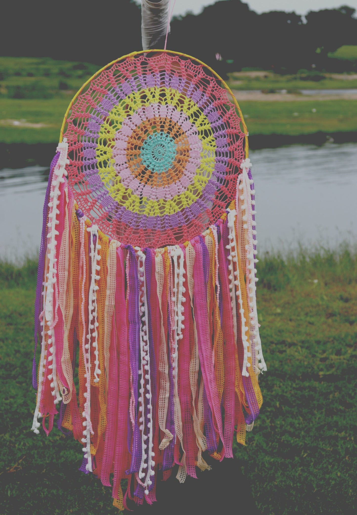 Big Pastel Color Splash Wall Hanging Dreamcatcher