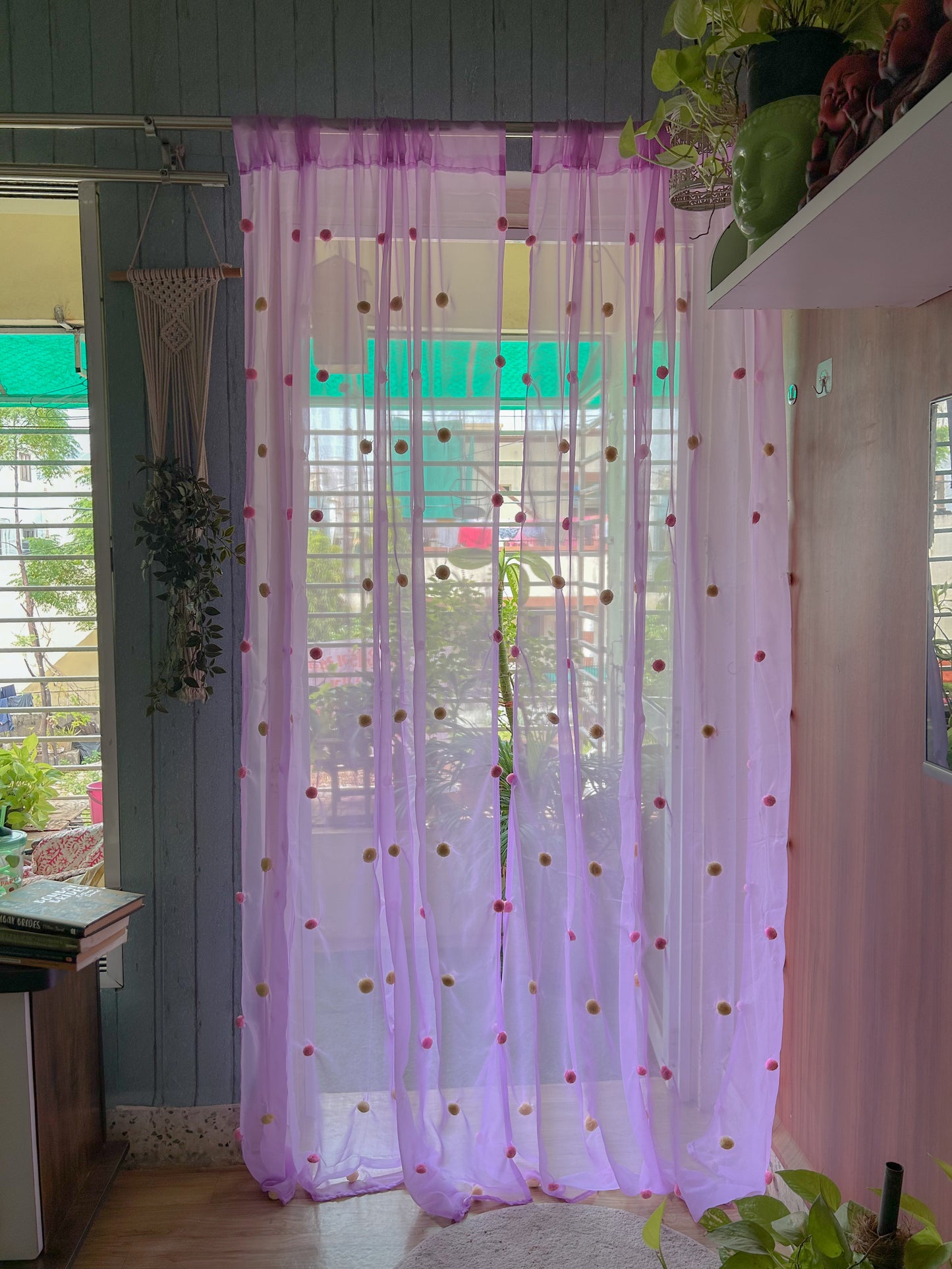 Pompom Curtains - Purple