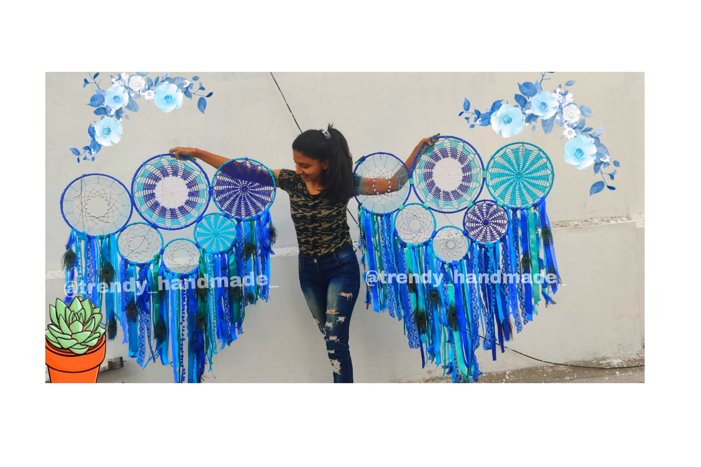 Peacock Theme Cluster Wall Hanging Dreamcatcher