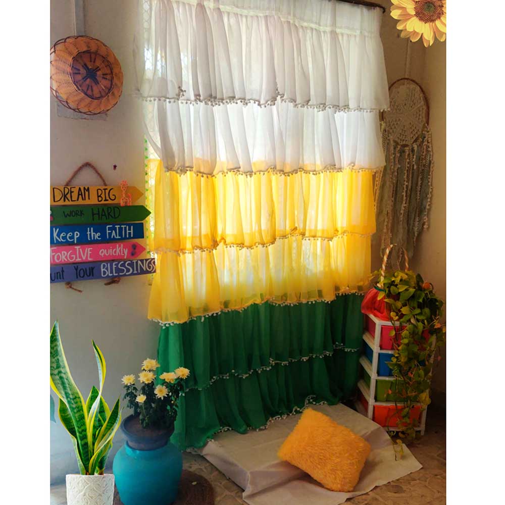 Full ruffled curtains - With Color Options