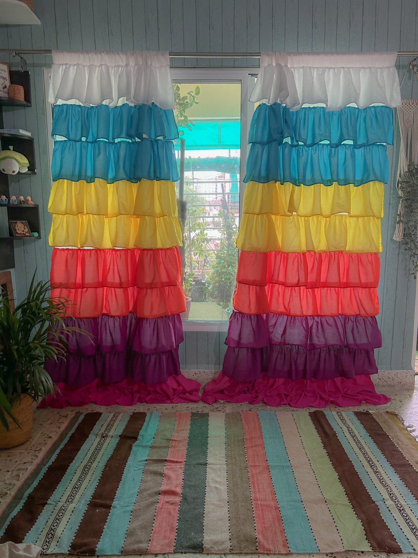 Multicolored ruffled Curtains