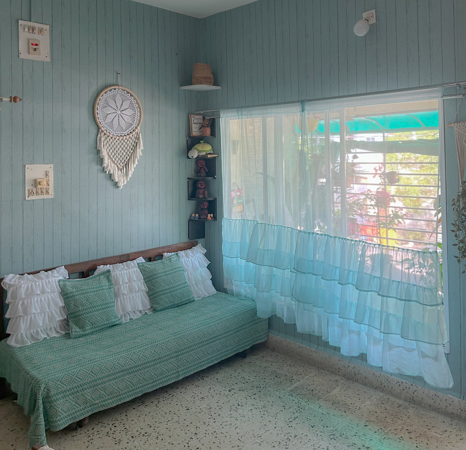 Blue bottom ruffled curtains – TrendyHandmade