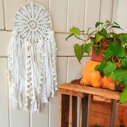 White laces small wall hanging dreamcatcher