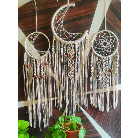 Set Of 3 Macrame Wall Hanging Dreamcatcher