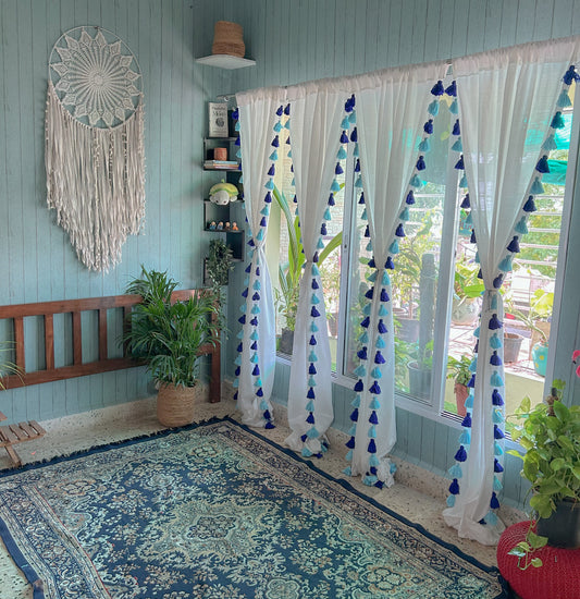 Tassel Curtain - Shades Of Blue Tassels