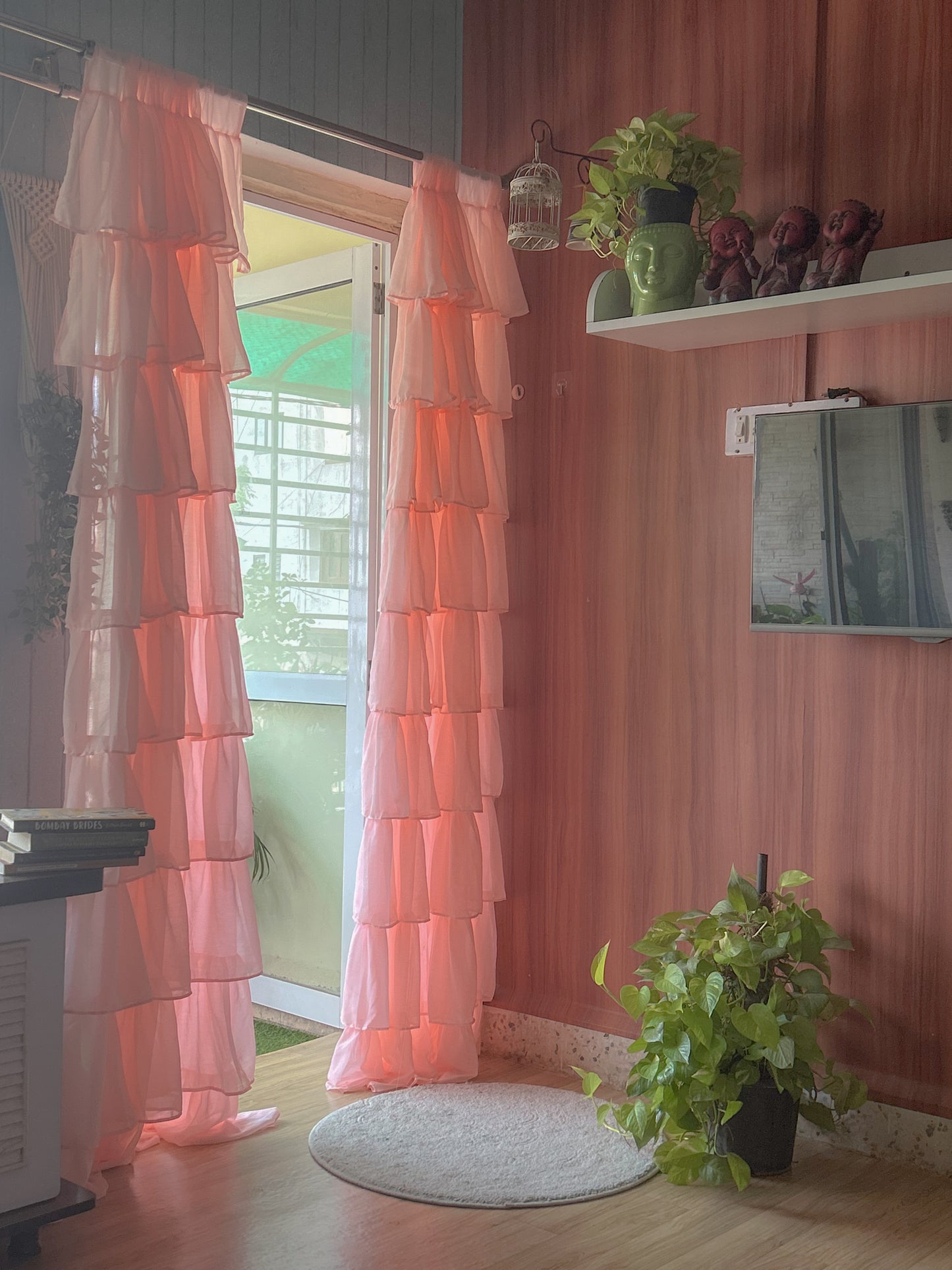 Full Ruffled Curtains - Peach