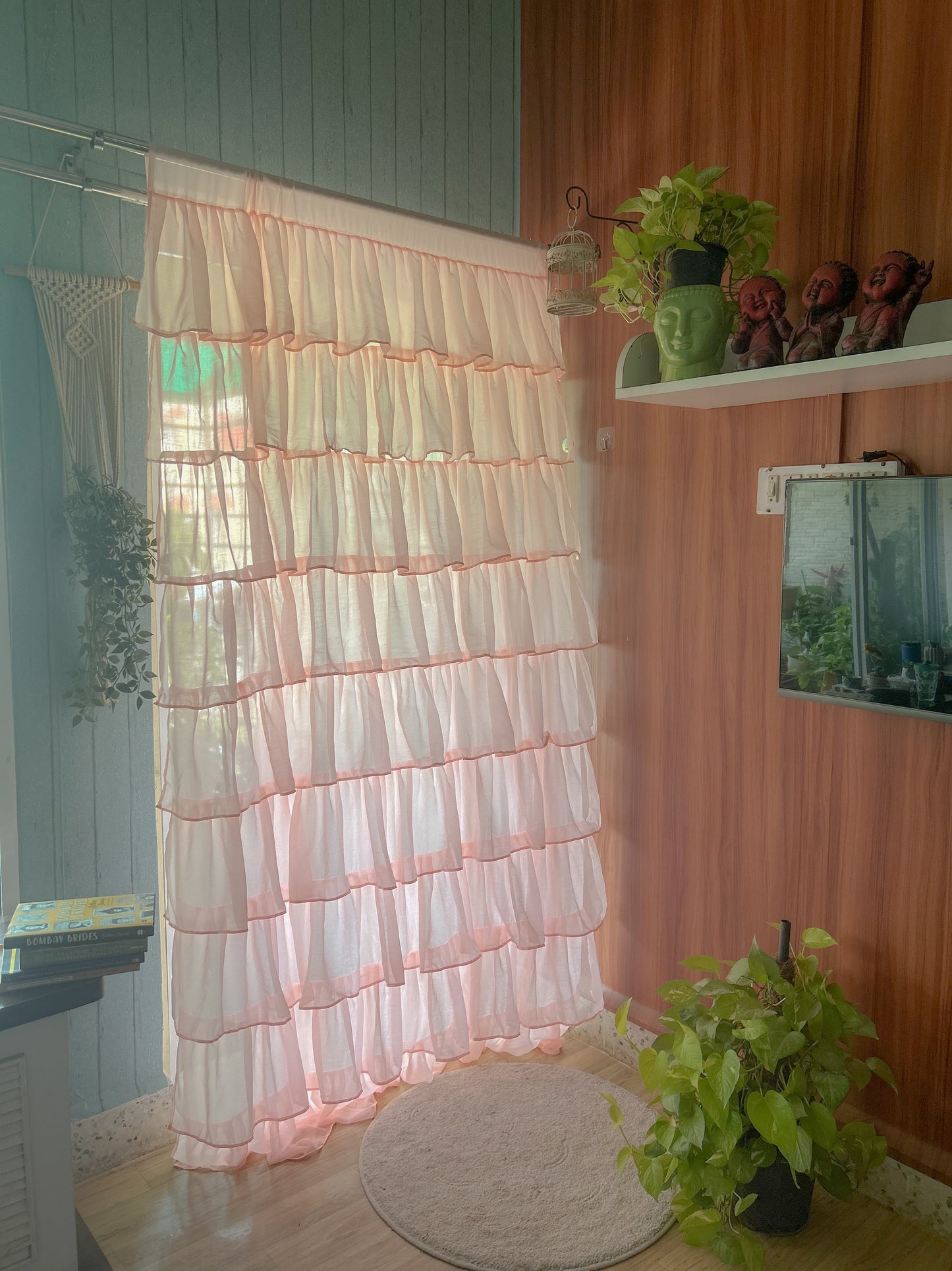 Full Ruffled Curtains - Peach