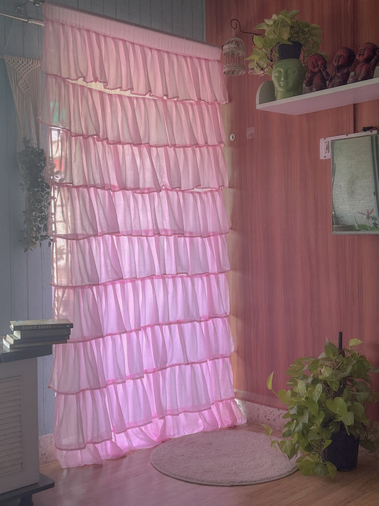 Full Ruffled Curtains - Pink