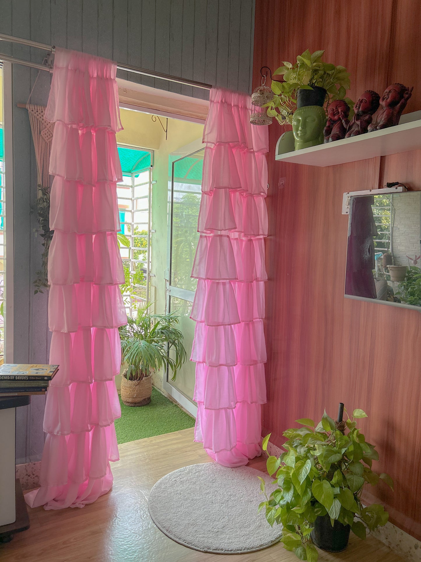 Full Ruffled Curtains - Pink