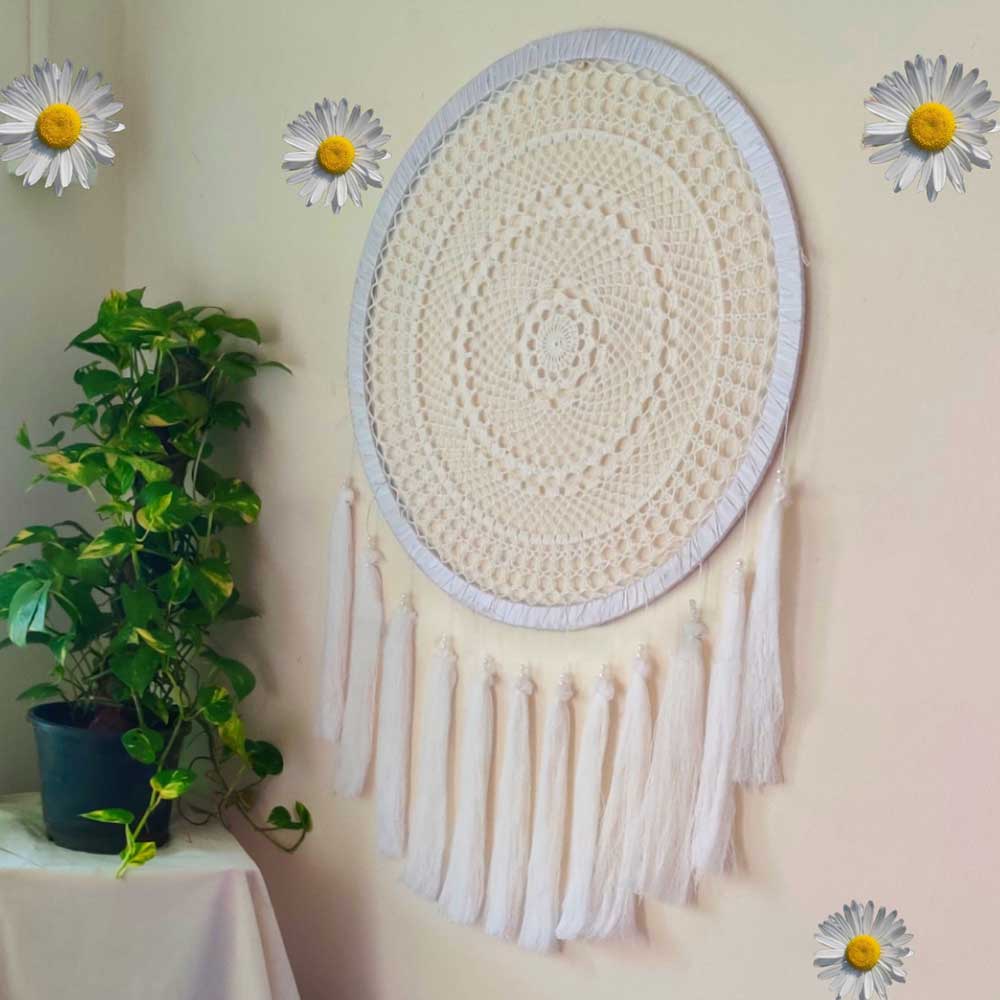 White Mandala Tassel Wall Hanging Dreamcatcher