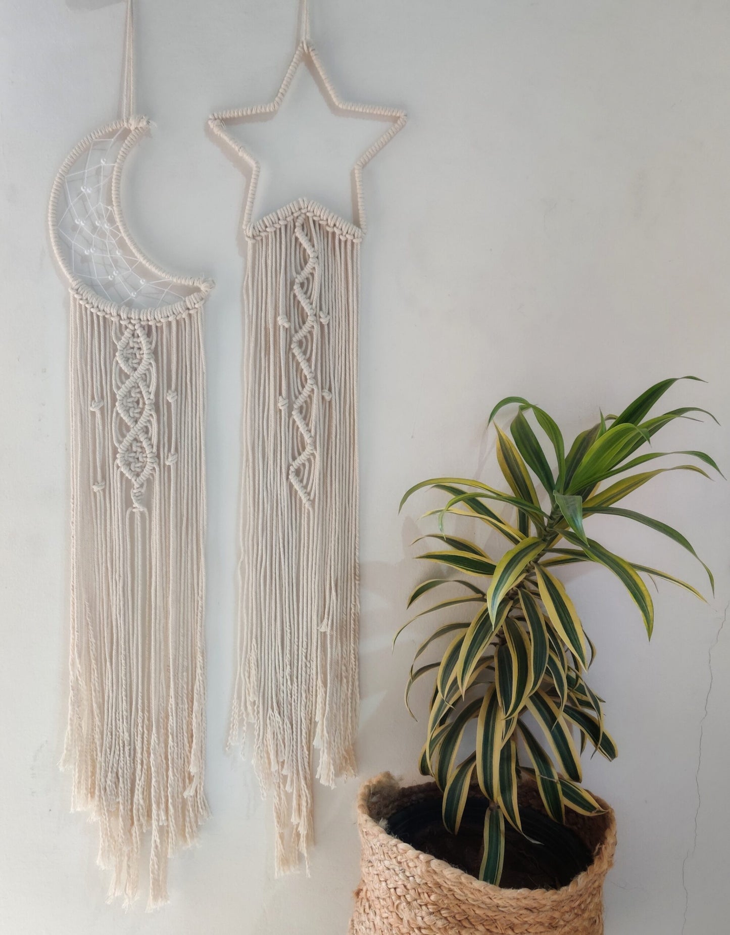 Moon and Star Macreme Wall Hanging Dreamcatcher