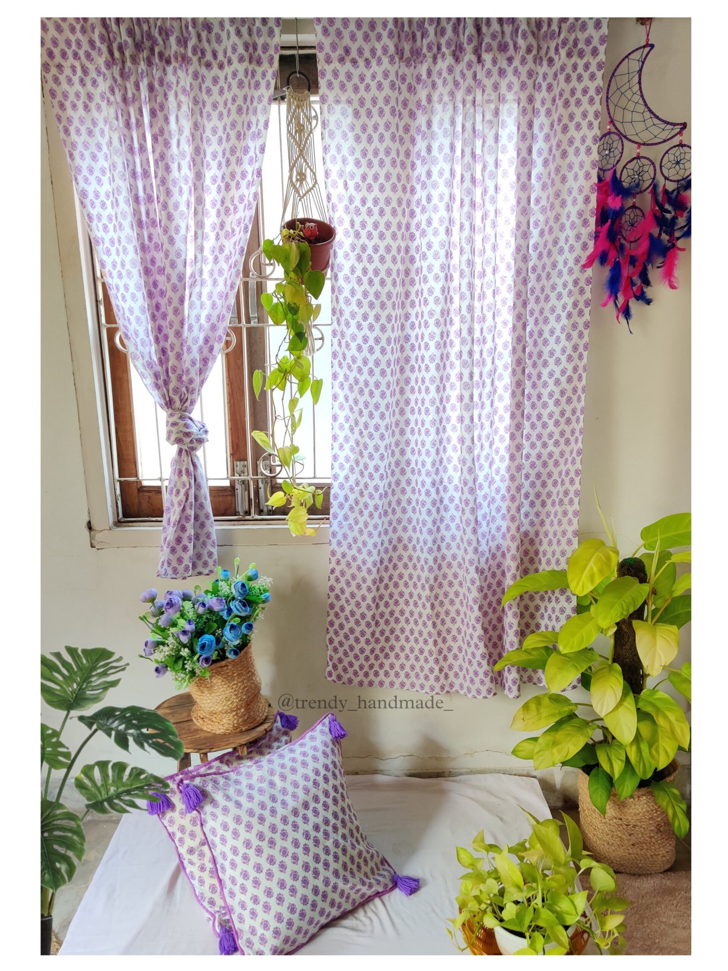 Block Print Curtains - Purple