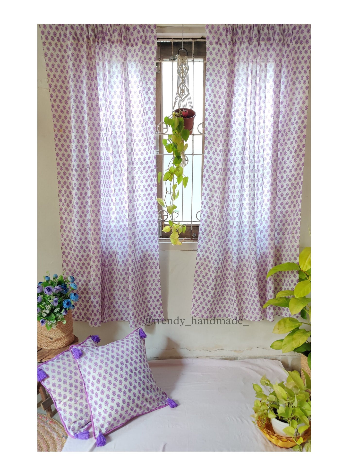 Block Print Curtains - Purple