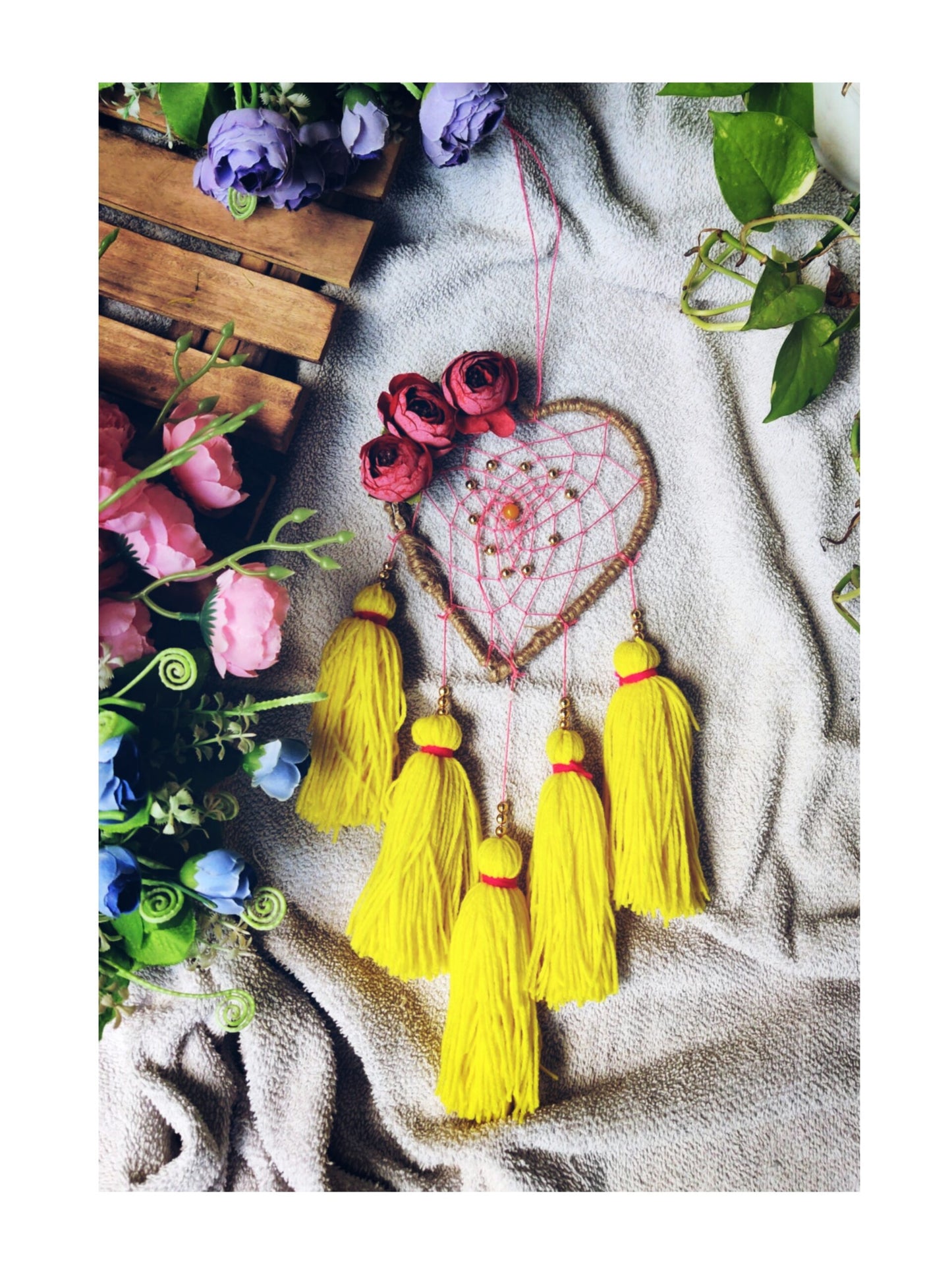 Heart Wall Hanging Dreamcatcher - Long tassels