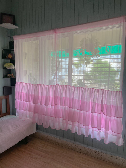 Pink bottom ruffled curtains