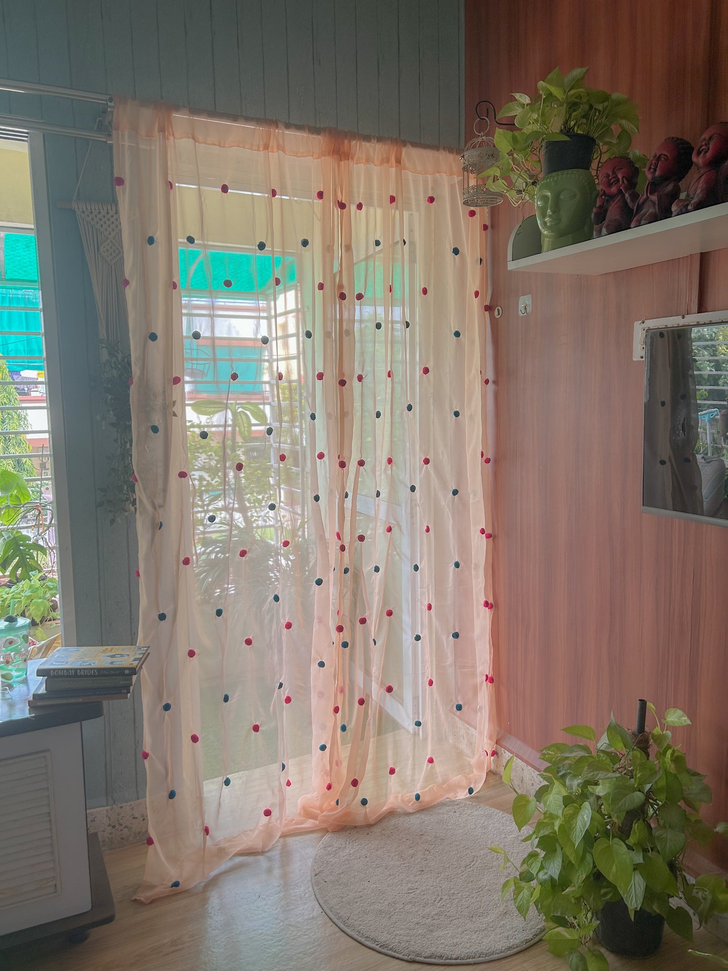 Pompom Curtains - Peach