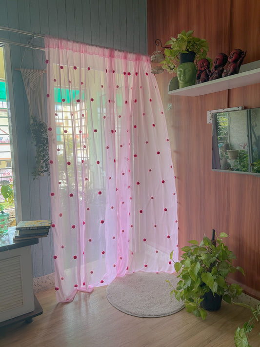 Pompom Curtains - Pink