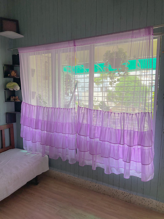 Purple bottom ruffled curtains