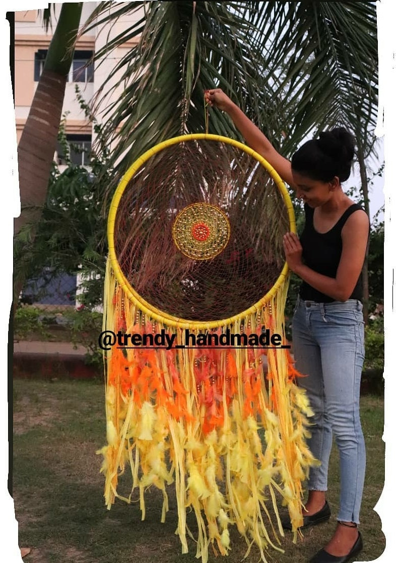 Yellow Big Wall Hanging Dreamcatcher