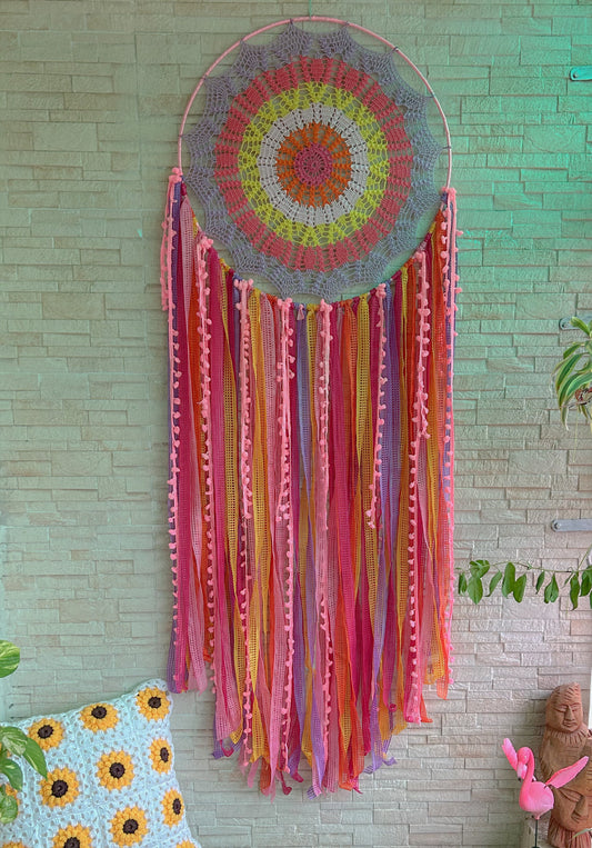 Shades Of Pink Crochet And Laces Wall Hanging Dreamcatcher